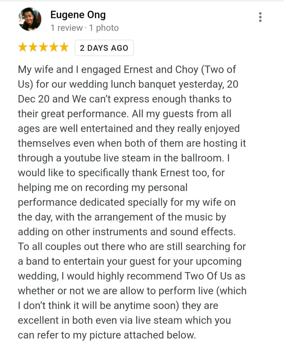 wedding live band two of us review