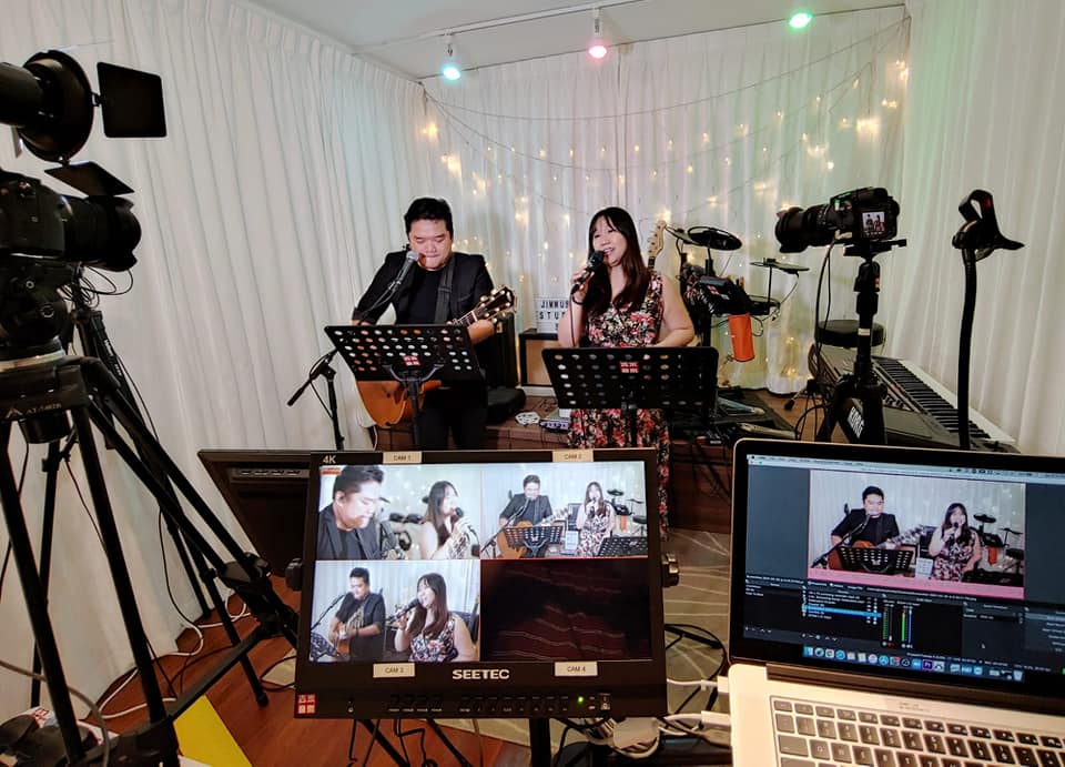 Singapore live wedding band virtual streaming setting during covid 19 with two of us sg 